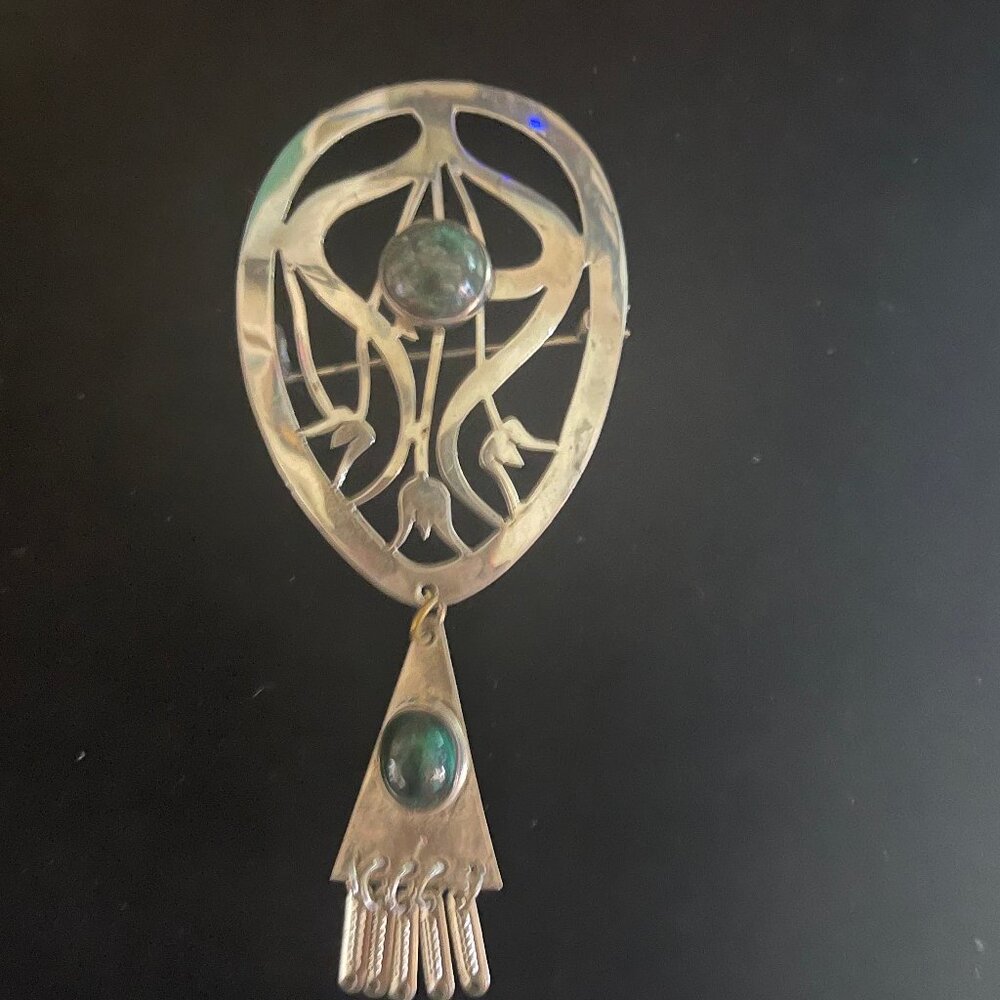 Vintage Artistic Handmade Sterling Pin with Drops, Made in Israel,